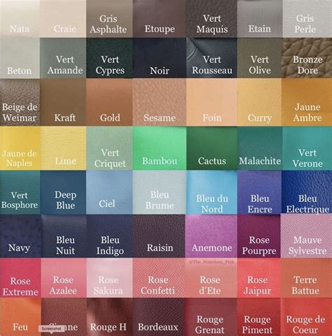 hermes color chart 2020|hermes bag colors blue.